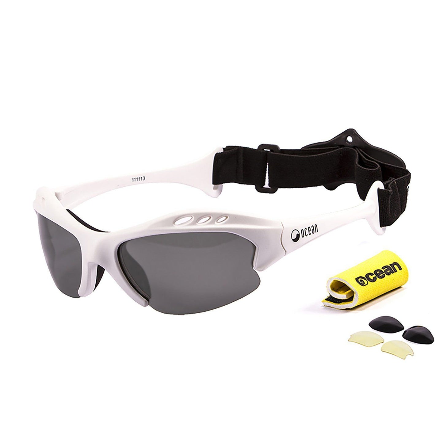 OCEAN MAURICIO Polarized Sunglasses Kiteboarding Surf Water Sports (Frame Shiny White, Lens Smoke)