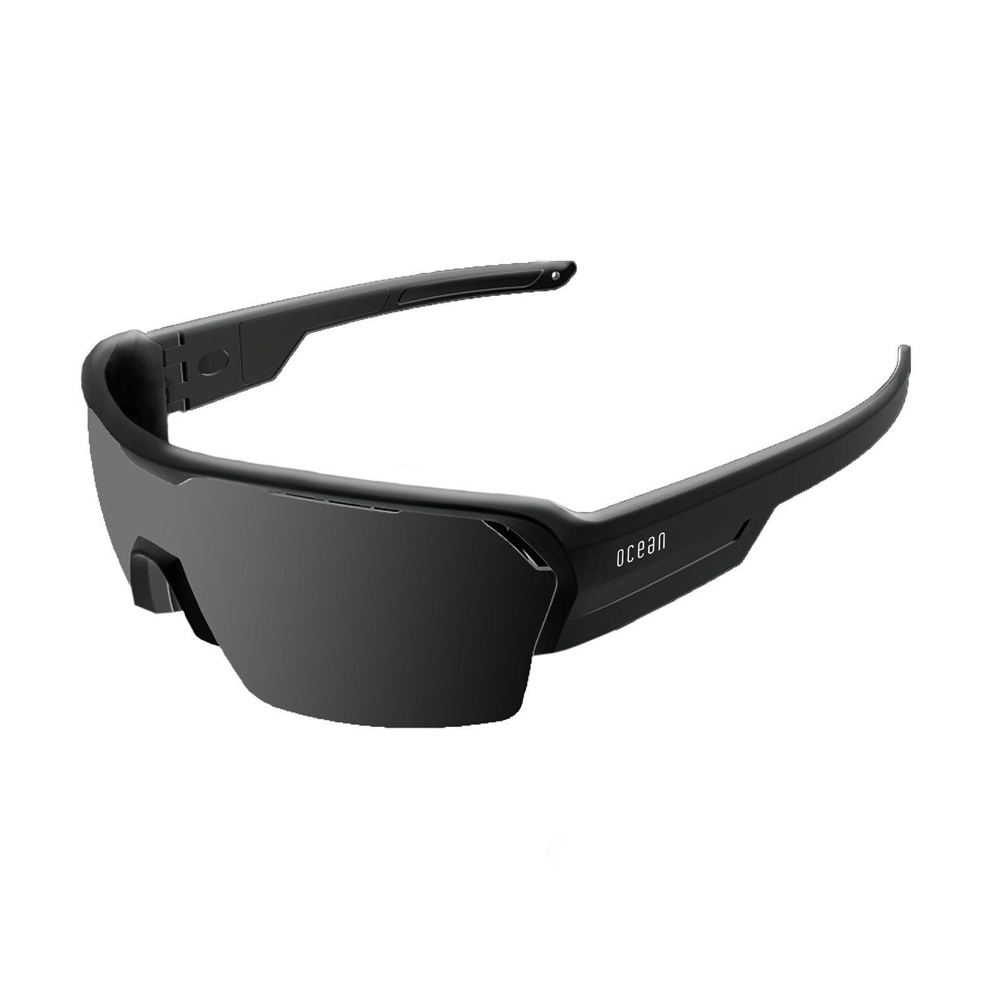 OCEAN RACE Polarized Sunglasses Cycling & Running Water Sports (Frame Shiny Black, Lens Smoke)