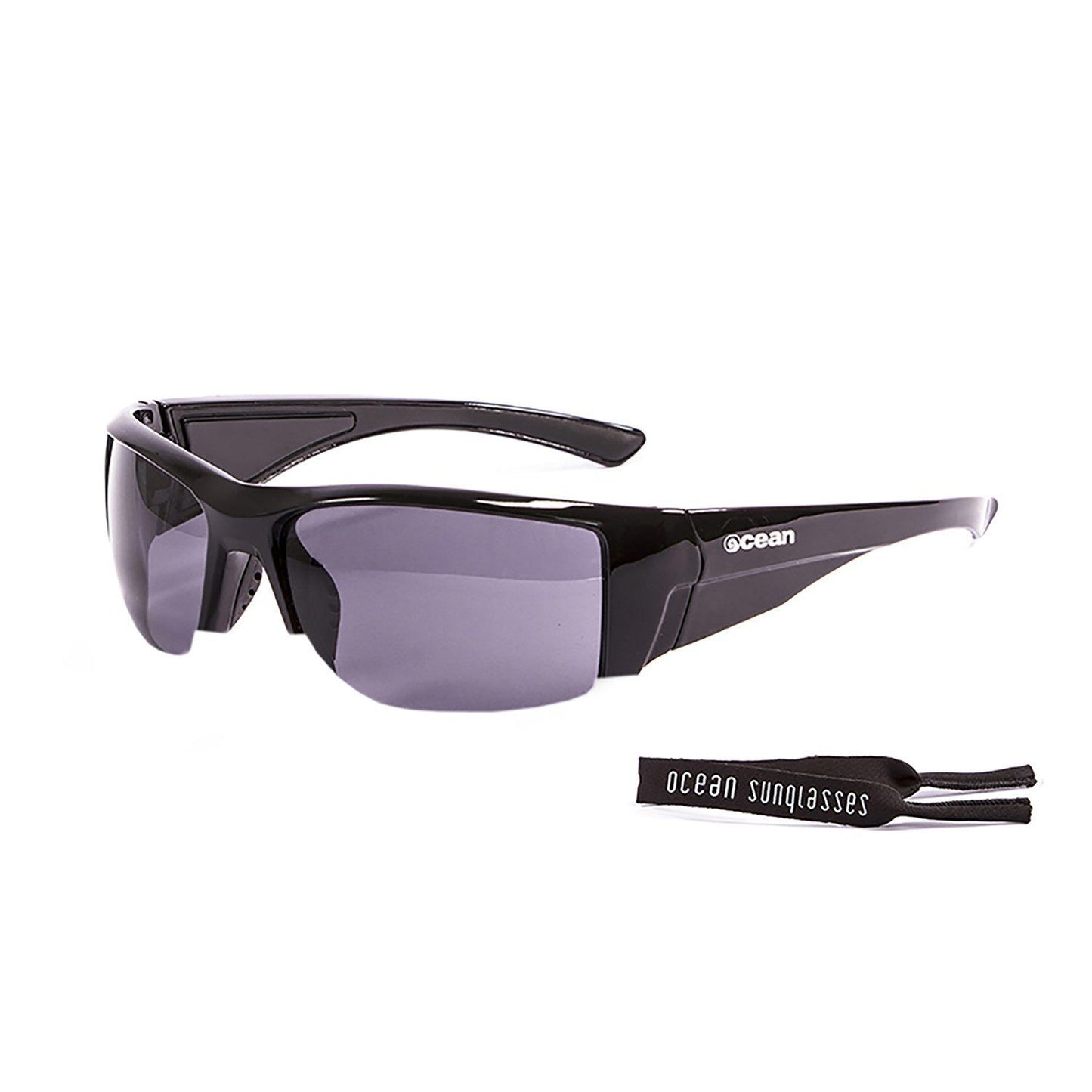 OCEAN GUADALUPE Polarized Sunglasses Kiteboarding Surf Water Sports (Frame Shiny Black, Lens Smoke)