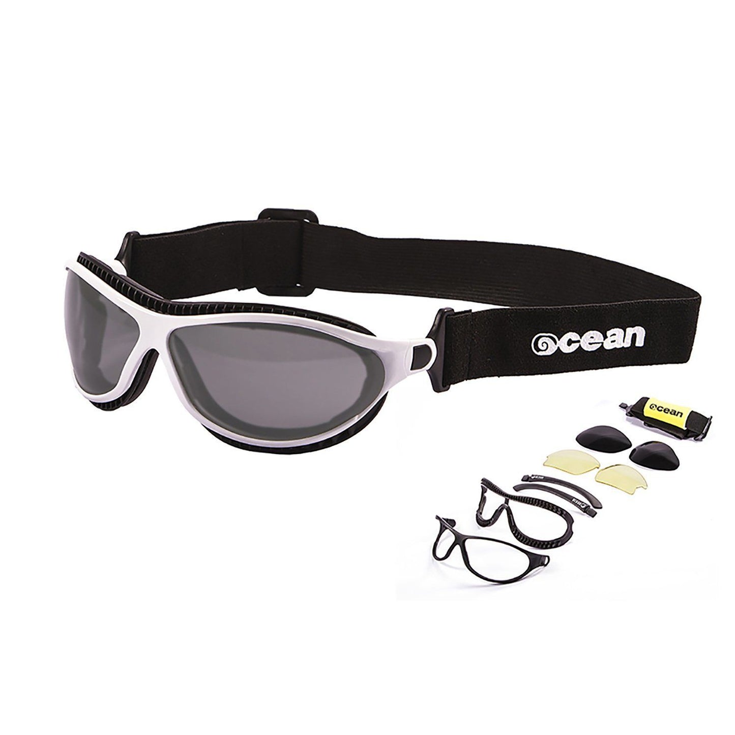 OCEAN TIERRA DE FUEGO Polarized Sunglasses Kiteboarding Surf Water Sports (Frame Matte White, Lens Smoke)