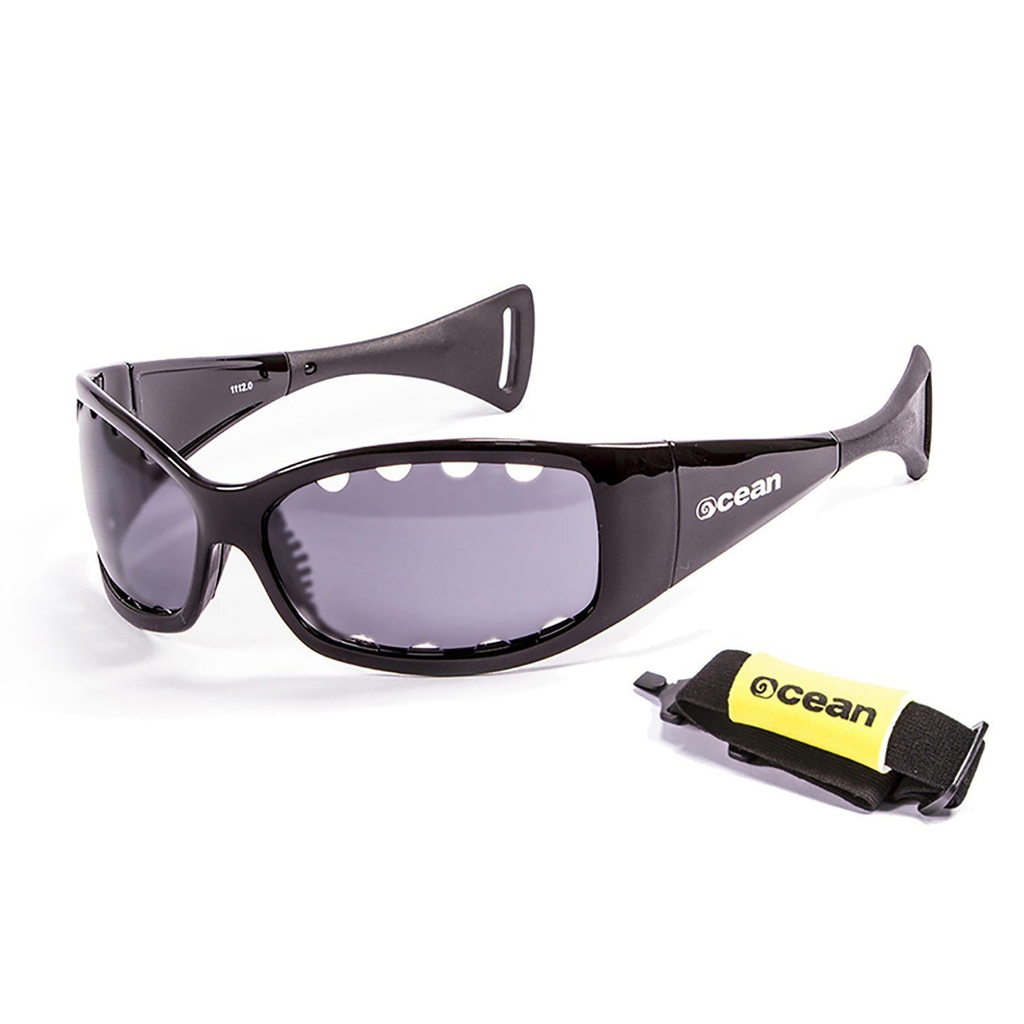 OCEAN FUERTEVENTURA Polarized Sunglasses Kiteboarding Surf Water Sports (Frame Shiny Black, Lens Smoke)