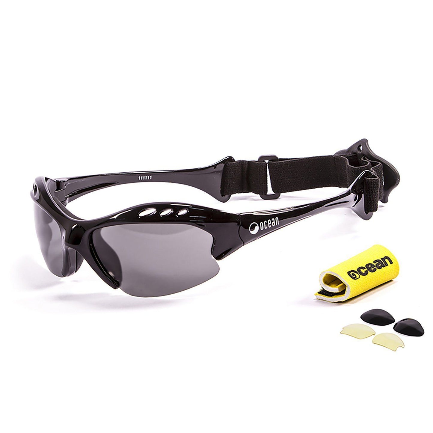 OCEAN MAURICIO Polarized Sunglasses Kiteboarding Surf Water Sports (Frame Shiny Black, Lens Smoke)