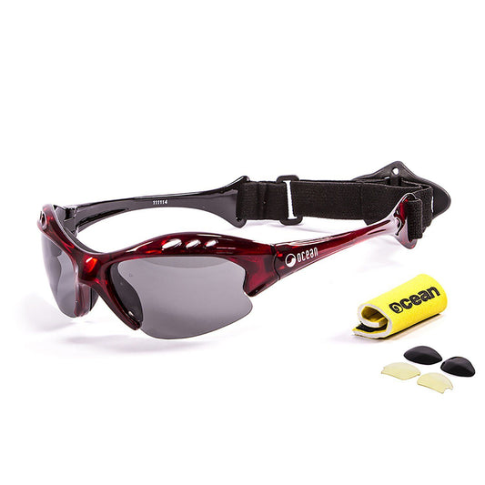OCEAN MAURICIO Polarized Sunglasses Kiteboarding Surf Water Sports (Frame Red, Lens Smoke)