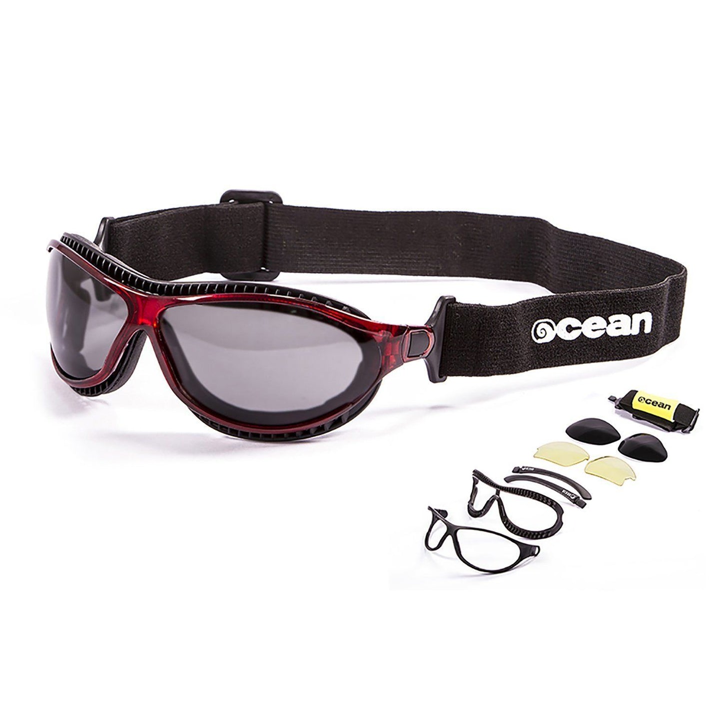 OCEAN TIERRA DE FUEGO Polarized Sunglasses Kiteboarding Surf Water Sports (Frame Red, Lens Smoke)