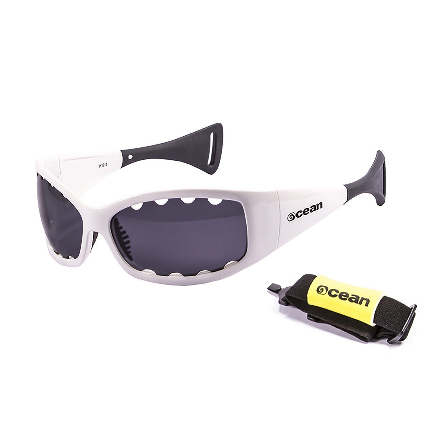 OCEAN FUERTEVENTURA Polarized Sunglasses Kiteboarding Surf Water Sports (Frame White, Lens Smoke)