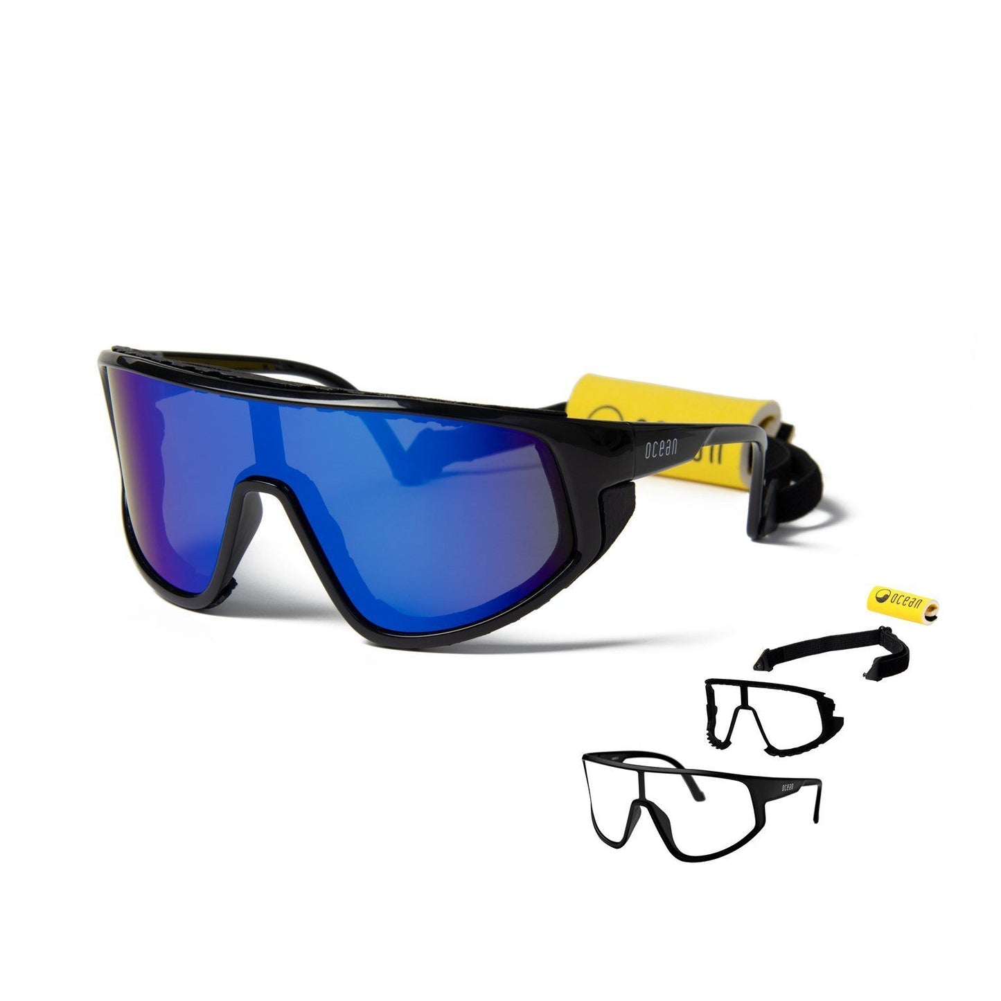 OCEAN KILLY WATER Polarized Kiteboarding and Water Sports Sunglasses (Frame Shiny Black, Lens Blue)