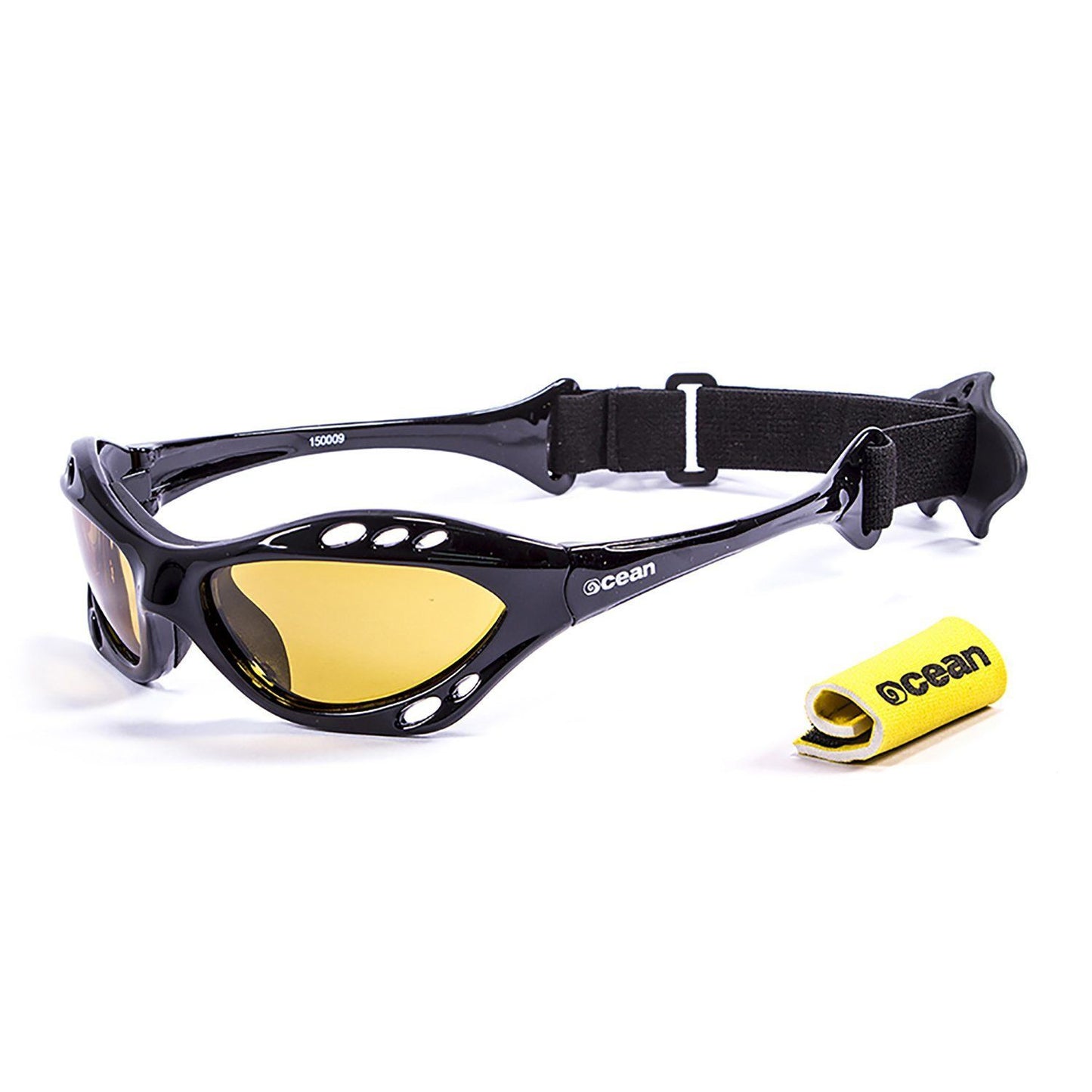 OCEAN CUMBUCO Polarized Sunglasses Kiteboarding & Water Sports (Frame Shiny Black, Lens Yellow)