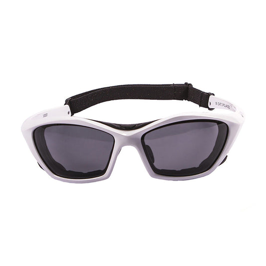 OCEAN LAKE GARDA Polarized Sunglasses Kiteboarding Surf Water Sports (Frame Shiny White, Lens Smoke)