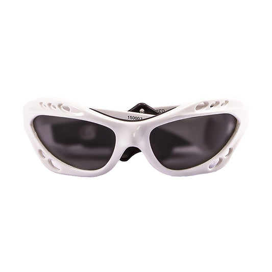 OCEAN CUMBUCO Polarized Sunglasses Kiteboarding & Water Sports (Frame Shiny White, Lens Smoke)