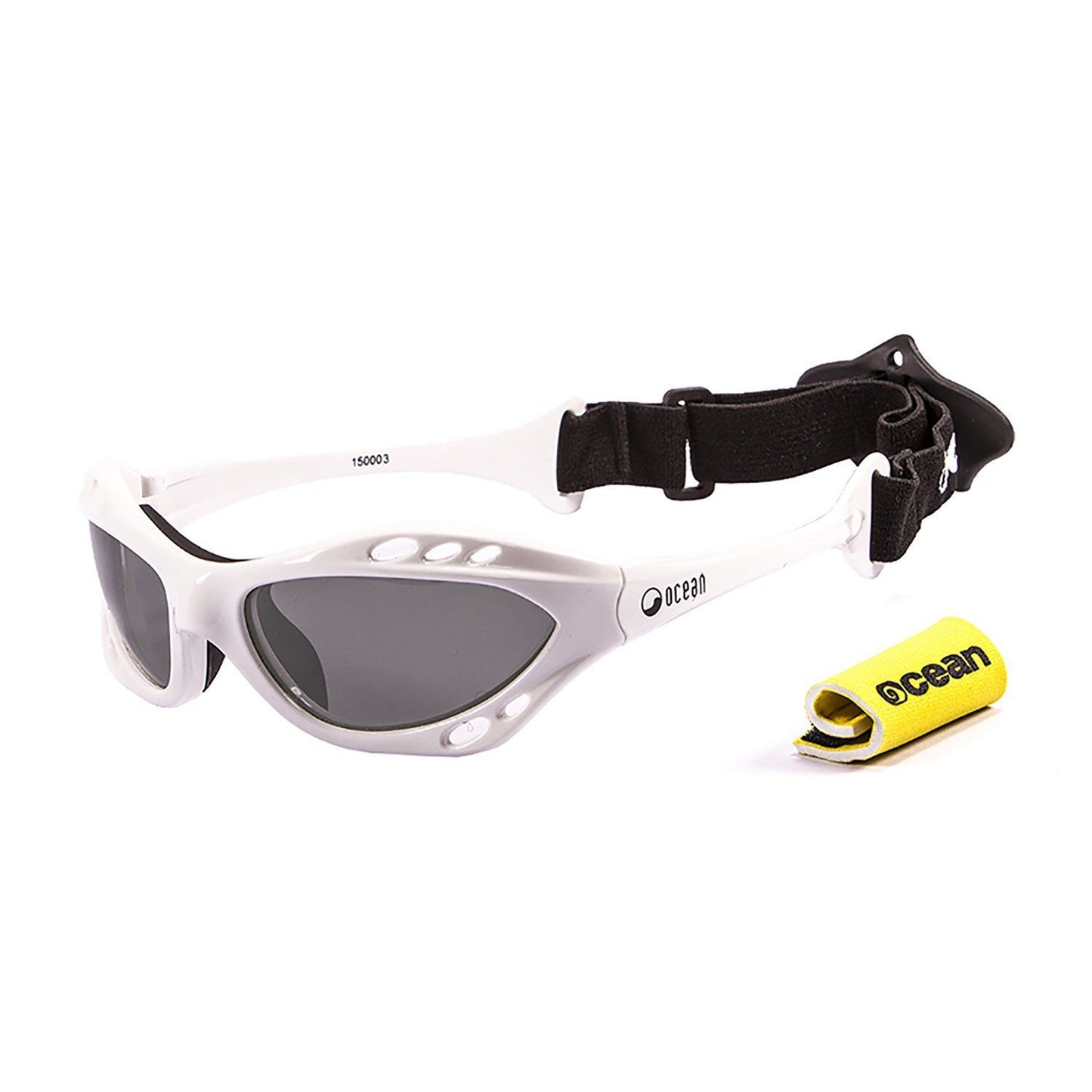 OCEAN CUMBUCO Polarized Sunglasses Kiteboarding & Water Sports (Frame Shiny White, Lens Smoke)
